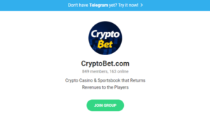 Cryptobet Telegram hesabı