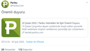 Paribu güvenlik duyurusu